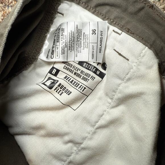 Carhartt Rugged Flex Short 36 Green Relaxed Fit Canvas Utility Work 9'' Inseam - Picture 3 of 8